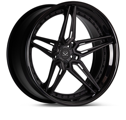 Чернота лоска кованых колес А6061 2 частей для роскошного автомобиля