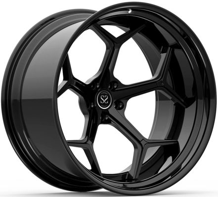 Gloss Black 2 Piece Forged Wheels Custom PCD 6061 T6 Aluminum Alloy Forged Rims